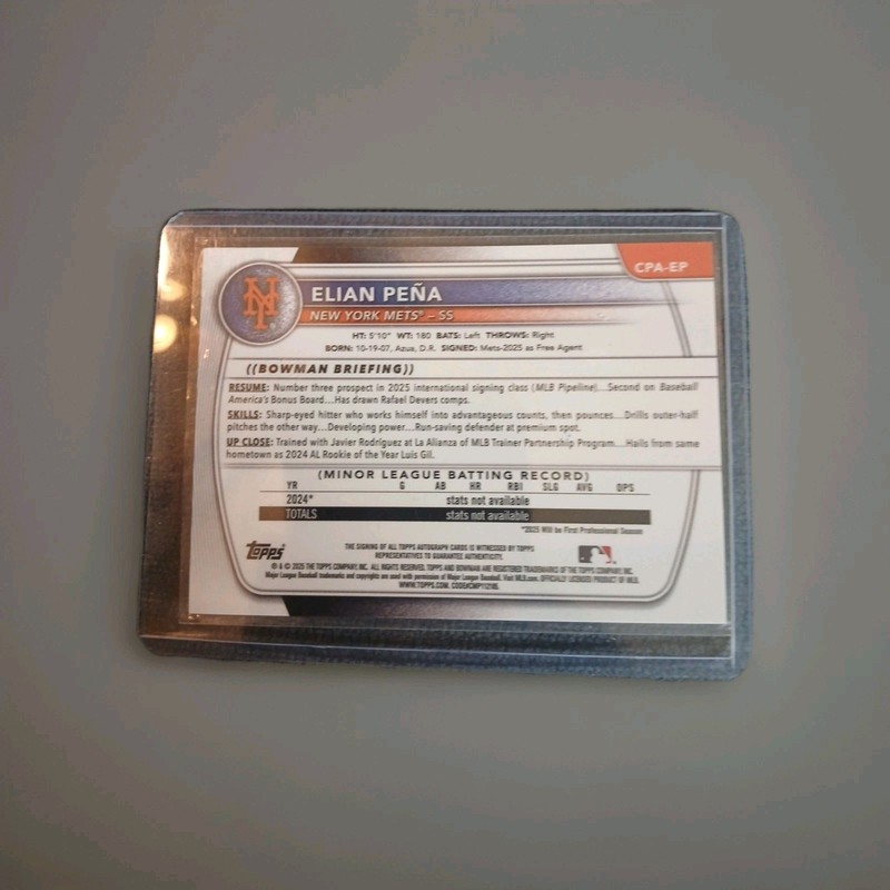 2025 1st Bowman Chrome Elian Pena AUTO #CPA-EP  view 2