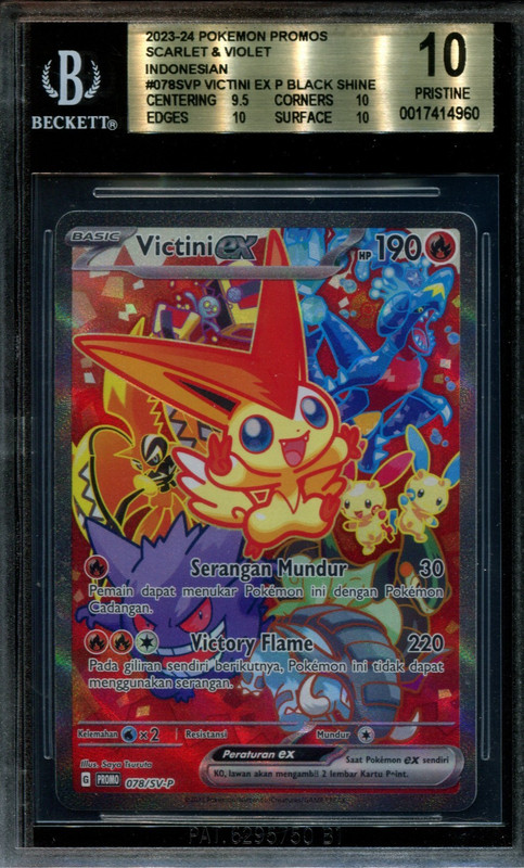 BGS 10 Pristine Victini ex 078/Sv-P Champion Prize Promo Pokemon Indonesian Card