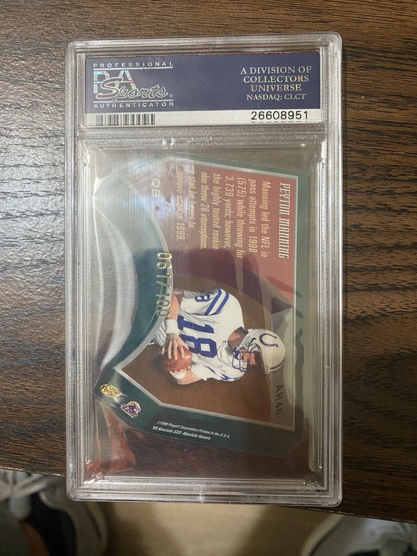 Playoff Absolute SSD 1999 Honors Peyton Manning #AH46 Silver /100 PSA 9 view 2