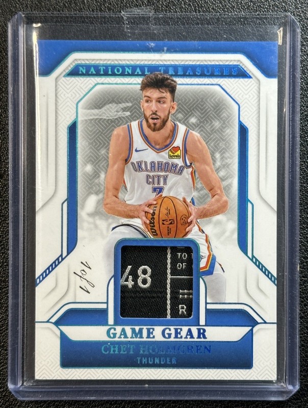 CHET HOLMGREN 2024-25 NATIONAL TREASURES GAME GEAR SUPER PRIME GU TAG PATCH 1/1
