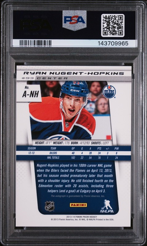 2013 Panini Prizm Rookie Auto Ryan Nugent-Hopkins #A-NH PSA 9 view 2