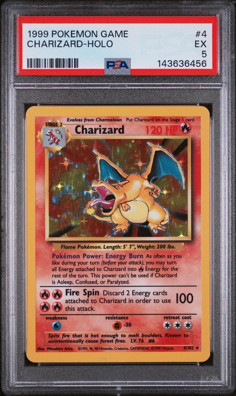 1999 Pokemon Base Set Holo Charizard #4 PSA 5