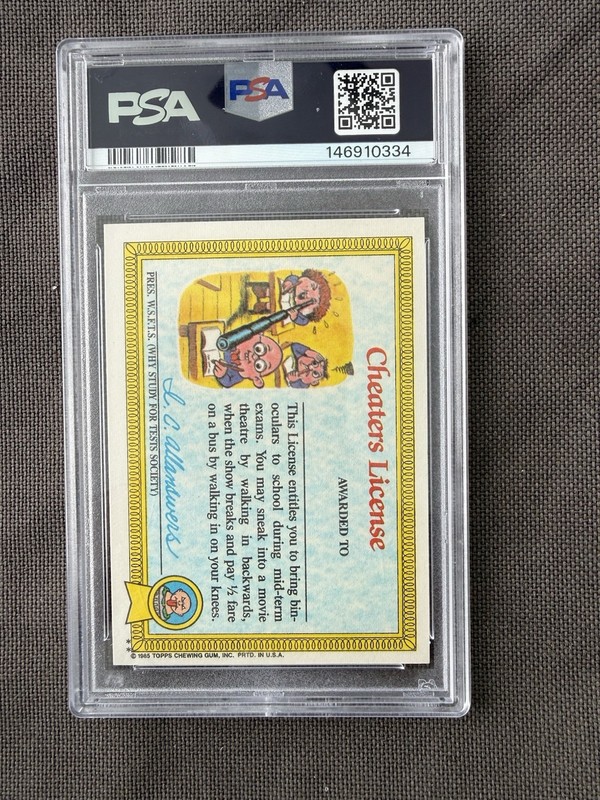 1985 Garbage Pail Kids BLASTED BILLY PSA NM-MT 8 Stickers #8b Cheat License view 2