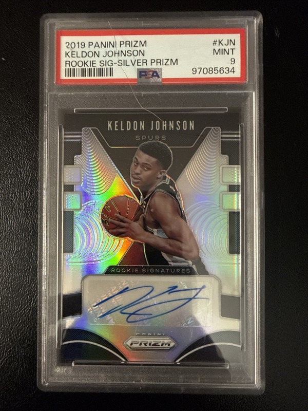 PSA 9 2019 Panini Prizm Keldon Johnson Rookie Silver Rc Auto Signature Spurs