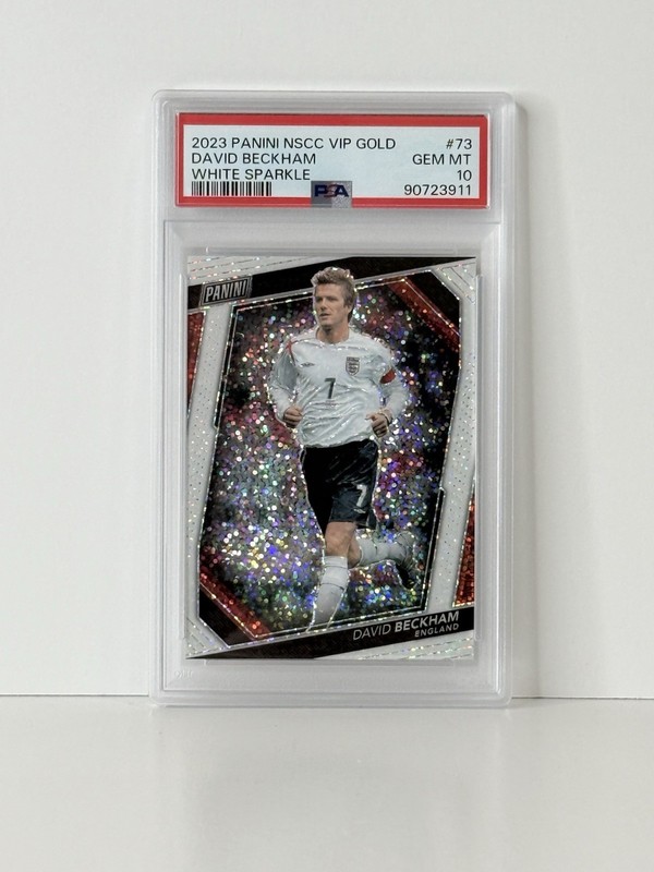 David Beckham 2023 Panini National NSCC Gold VIP #73 White Sparkle SSP PSA 10