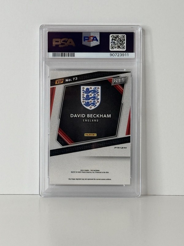 David Beckham 2023 Panini National NSCC Gold VIP #73 White Sparkle SSP PSA 10 view 2