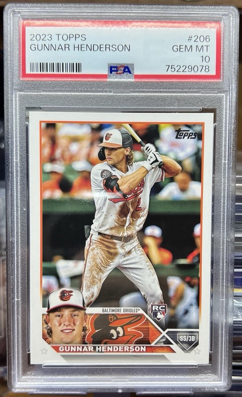 2023 TOPPS GUNNAR HENDERSON ROOKIE #206 PSA 10 GEM MINT ORIOLES RC 