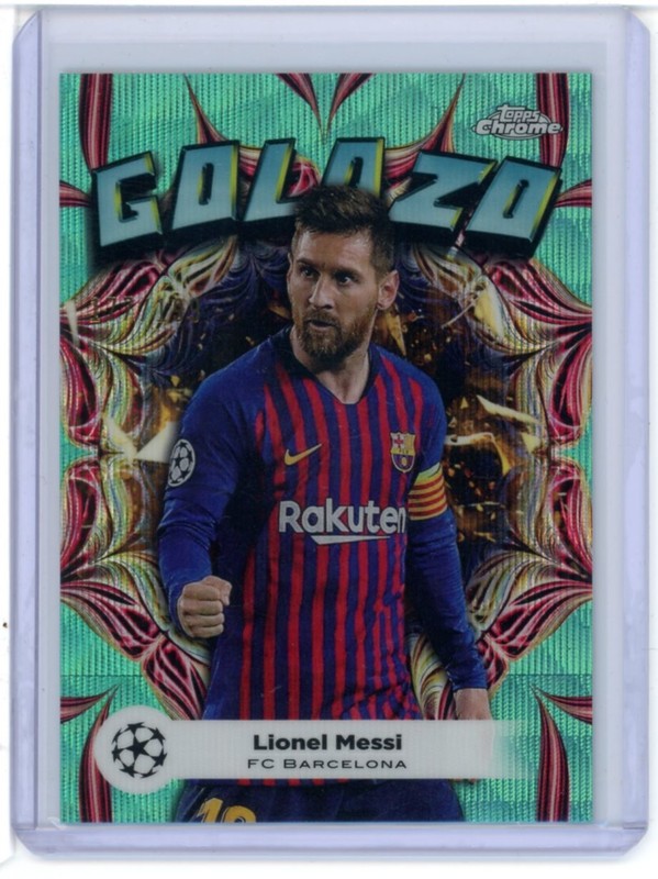 2023-24 TOPPS CHROME UEFA CLUB COMPETITIONS AQUA WAVE GOLAZO LIONEL MESSI /199