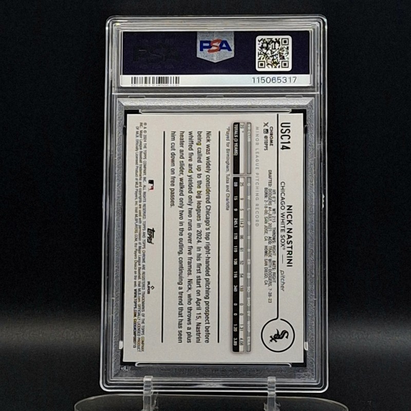 2024 Topps Chrome Update Nick Nastrini PSA 10 RC Negative Refractor White Sox view 2