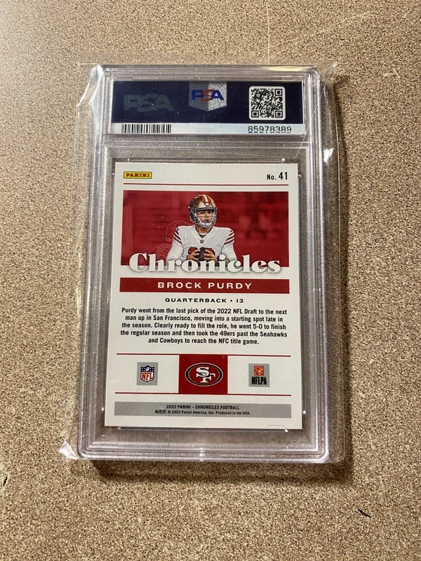 2022 Chronicles Brock Purdy RC PSA 9 MINT view 2