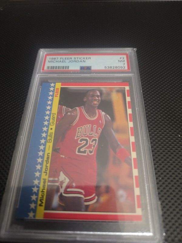 1987 Fleer Sticker #2 MICHAEL JORDAN PSA 7 NM 💥💥💥.Invest.^^