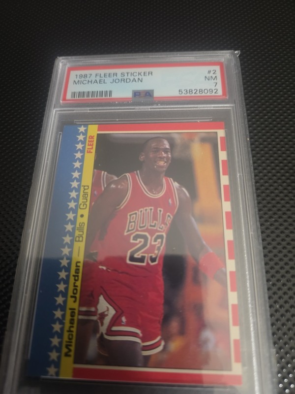 1987 Fleer Sticker #2 MICHAEL JORDAN PSA 7 NM 💥💥💥.Invest.^^ view 2