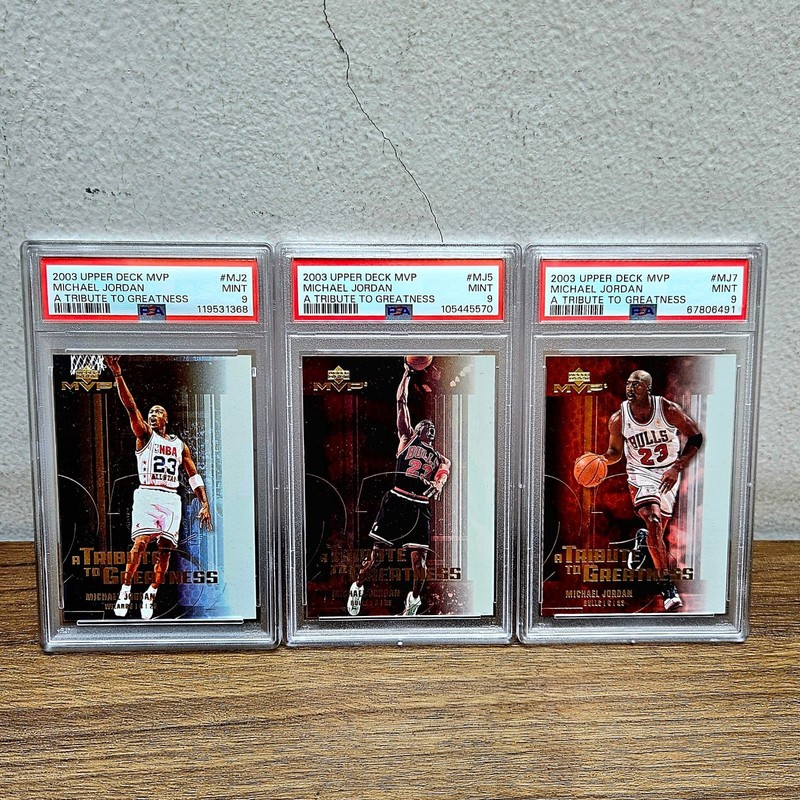 2004 UPPER DECK MVP MICHAEL JORDAN A TRIBUTE TO GREATNESS PSA 9 LOT 3