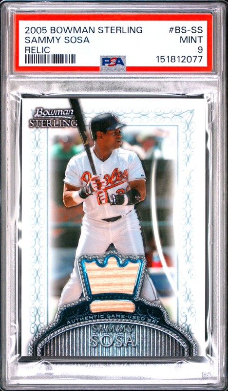 Sammy Sosa - 2005 Bowman Sterling Relic   PSA 9