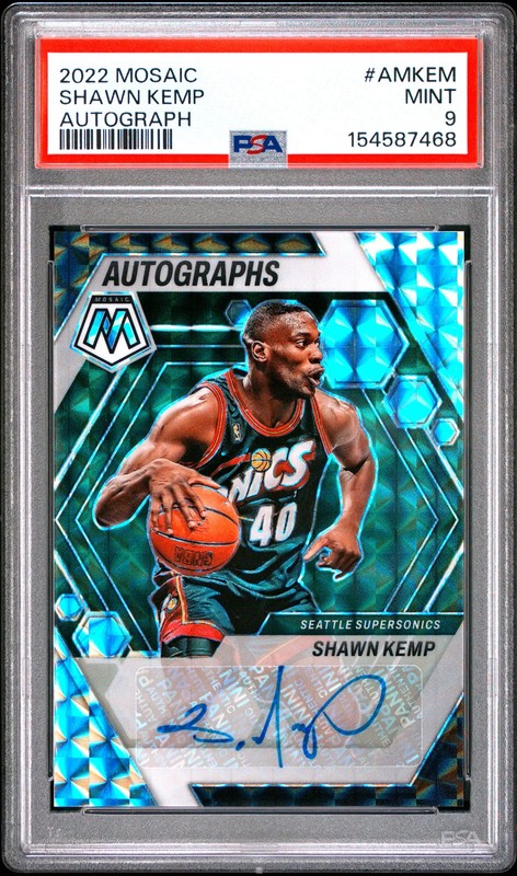 2022 Panini Mosaic Autographs Mosaic Shawn Kemp #AMKEM PSA 9