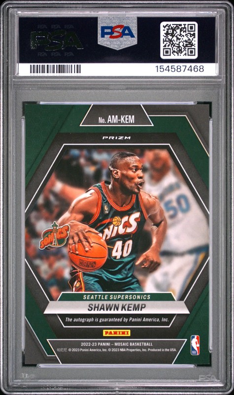 2022 Panini Mosaic Autographs Mosaic Shawn Kemp #AMKEM PSA 9 view 2