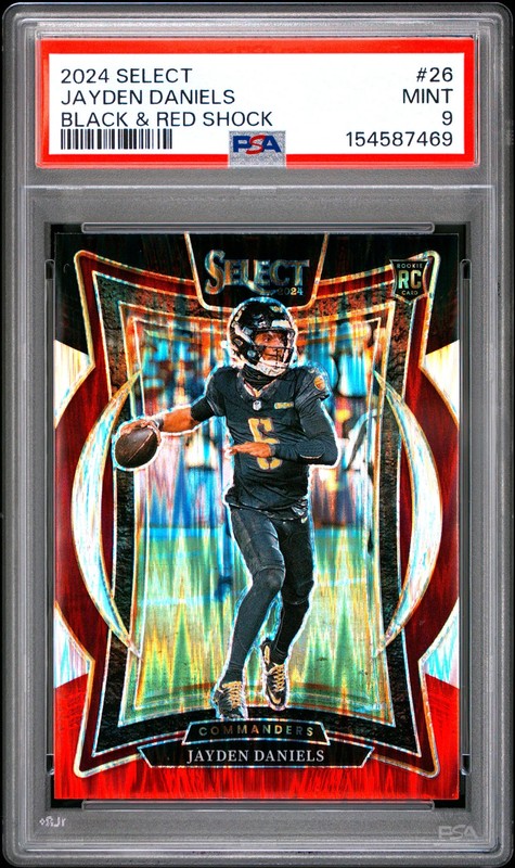 2024 Panini Select Jayden Daniels #26 Black & Red Shock RC PSA 9