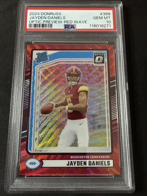Panini 2024 Donruss Jayden Daniels Optic Preview Red Wave #389 PSA 10