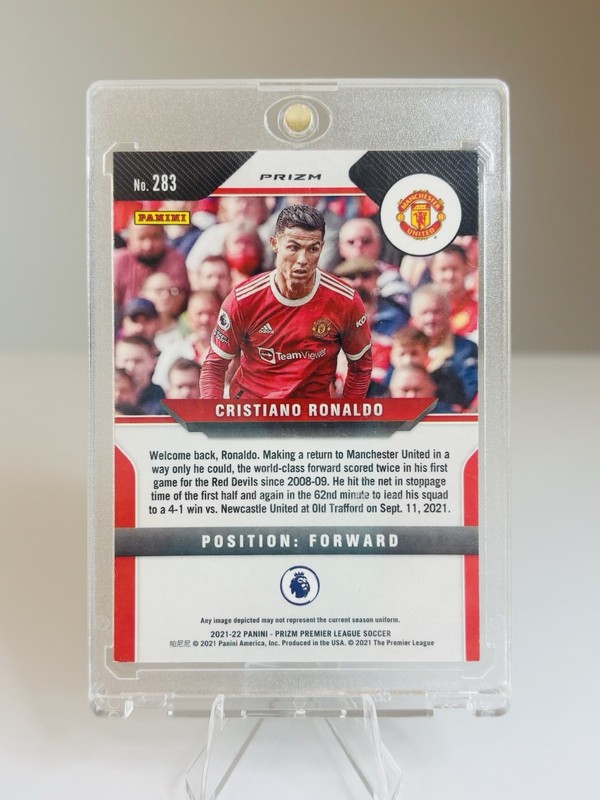 2021-22 PANINI PREMIER LEAGUE PRIZM CRISTIANO RONALDO GOLD RED #283 WORLD CUP 26 view 2