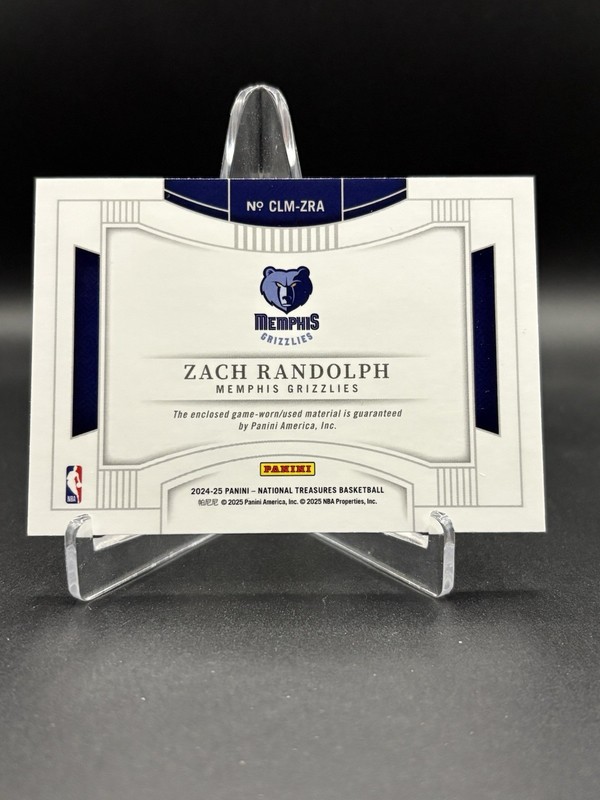2024-25 National Treasures Zach Randolph Colossal Game Used Logoman Patch #3/8 view 2