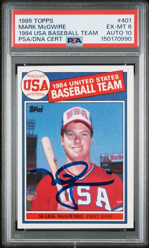 Mark McGwire 1985 Topps 1984 USA RC Rookie Card #401 PSA 6 Auto 10 150170990