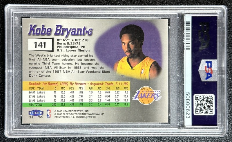KOBE BRYANT PSA 8 1999-00 FLEER MYSTIQUE #141 1389/2500 LAKERS view 2