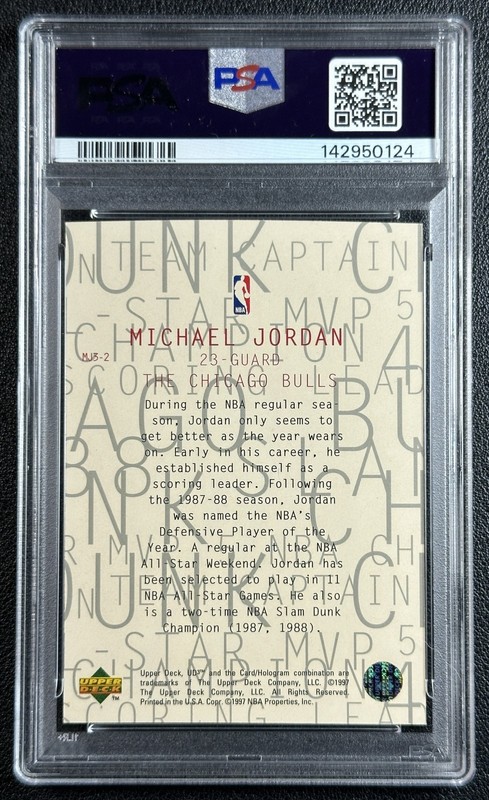 MICHAEL JORDAN PSA 8 1997-98 UPPER DECK UD3 #MJ3-2 MJ3 BULLS 0124 view 2