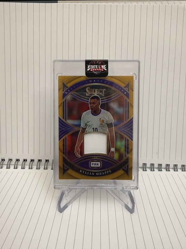 2024-25 Panini Select FIFA Select Swatches Kylian Mbappe #SW-KM Gold Prizm /10