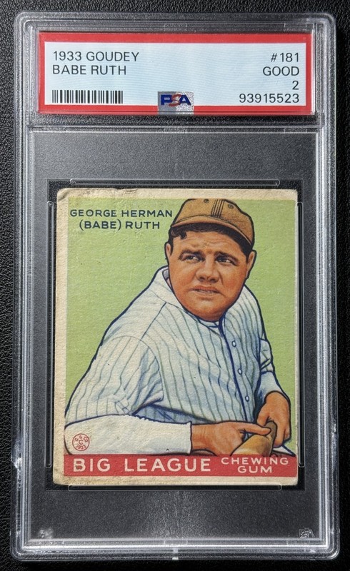 GEORGE HERMAN BABE RUTH PSA 2 1933 GOUDEY BASEBALL #181 VINTAGE YANKEES 5523