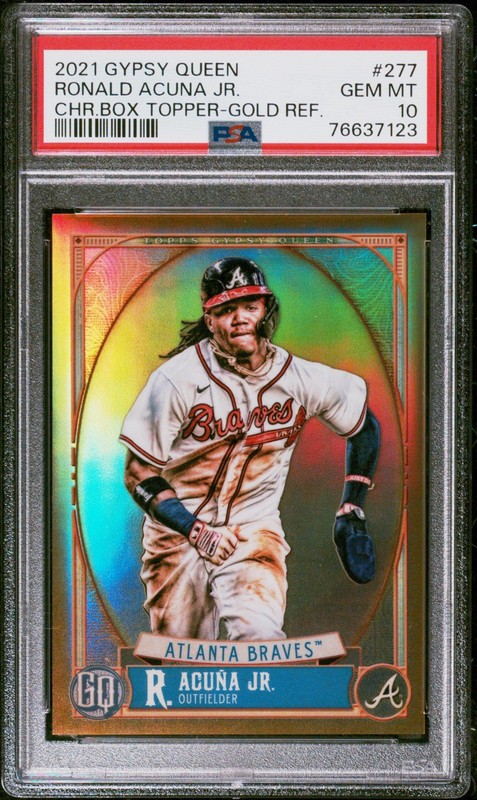 2021 Gypsy Queen Ronald Acuna Jr Chrome Box Topper Gold Refractor /50 PSA 10