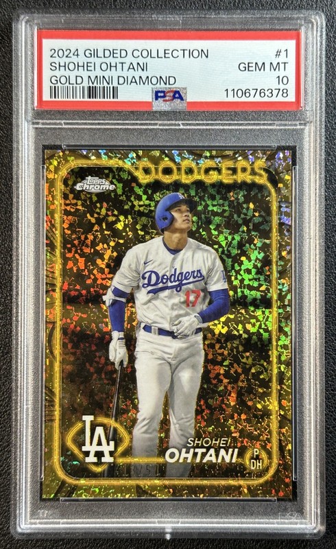 SHOHEI OHTANI PSA 10 2024 TOPPS GILDED CHROME #1 GOLD MINI DIAMOND REFRACTOR /50