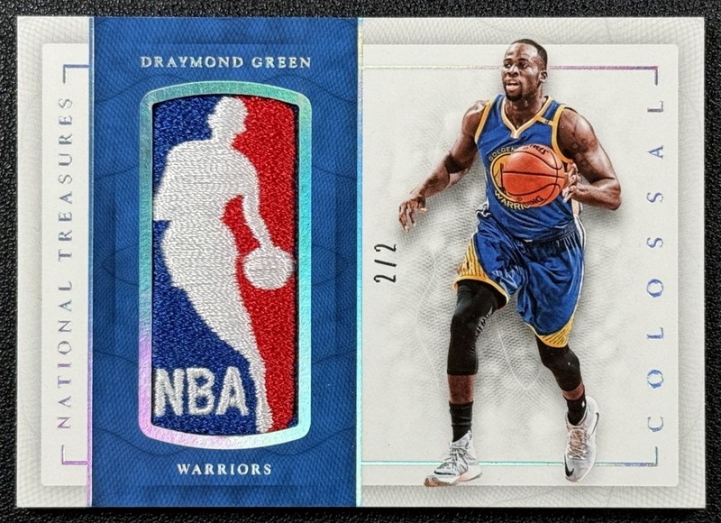 DRAYMOND GREEN 2016 NATIONAL TREASURES #32 COLOSSAL GAME-USED LOGOMAN PATCH 2/2
