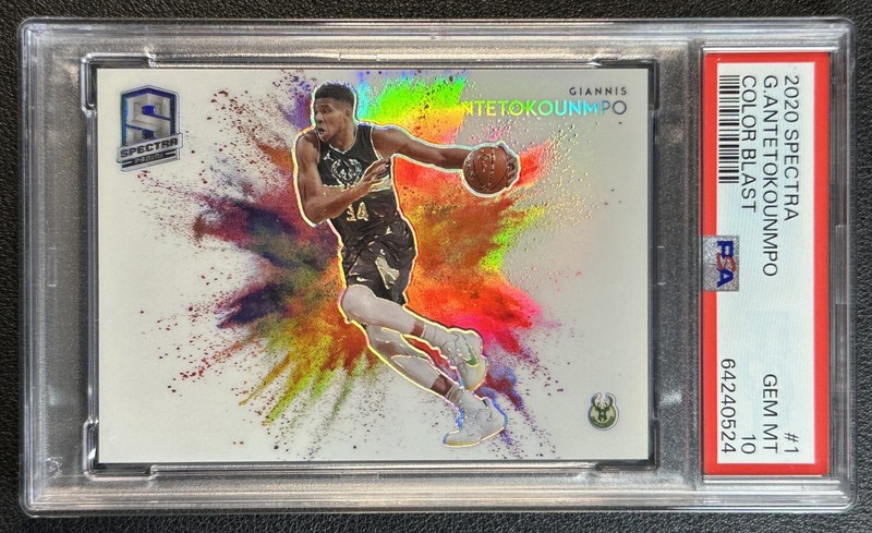 GIANNIS ANTETOKOUNMPO PSA 10 2020 PANINI SPECTRA #1 COLOR BLAST PRIZM SSP POP 13