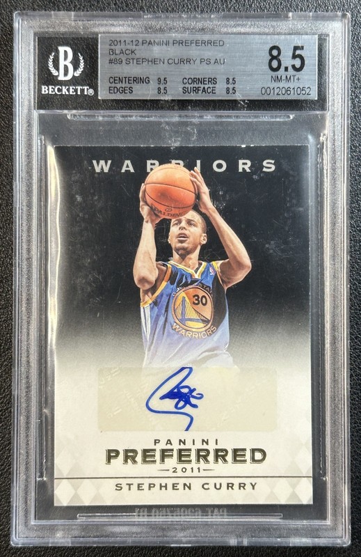 1/1 STEPHEN CURRY BGS 8.5 2011-12 PANINI PREFERRED #89 BLACK AUTO 1/1 WARRIORS