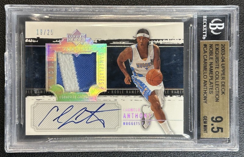 CARMELO ANTHONY BGS 9.5 2003-04 EXQUISITE NOBLE NAMEPLATES ROOKIE PATCH AUTO /25