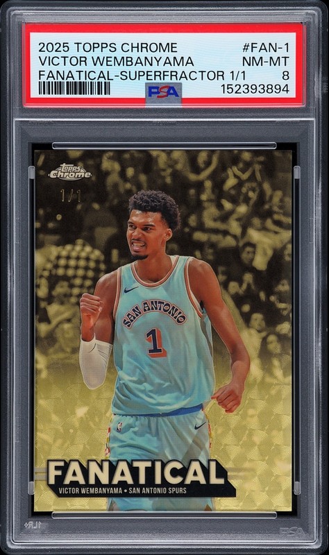 VICTOR WEMBANYAMA PSA 8 2025-26 TOPPS CHROME #FAN-1 FANATICAL SUPERFRACTOR 1/1