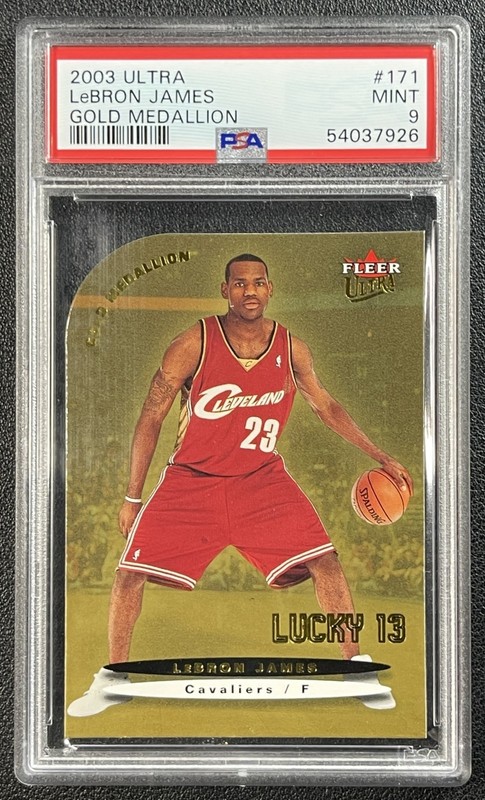 LEBRON JAMES PSA 9 2003-04 FLEER ULTRA #171 ROOKIE LUCKY 13 GOLD MEDALLION 7926