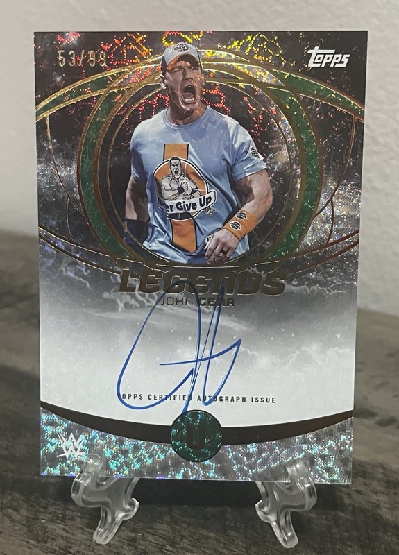 2025 Topps WWE Universe John Cena On Card Green Electric Legends Auto /99 SP