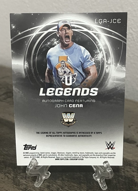 2025 Topps WWE Universe John Cena On Card Green Electric Legends Auto /99 SP view 2