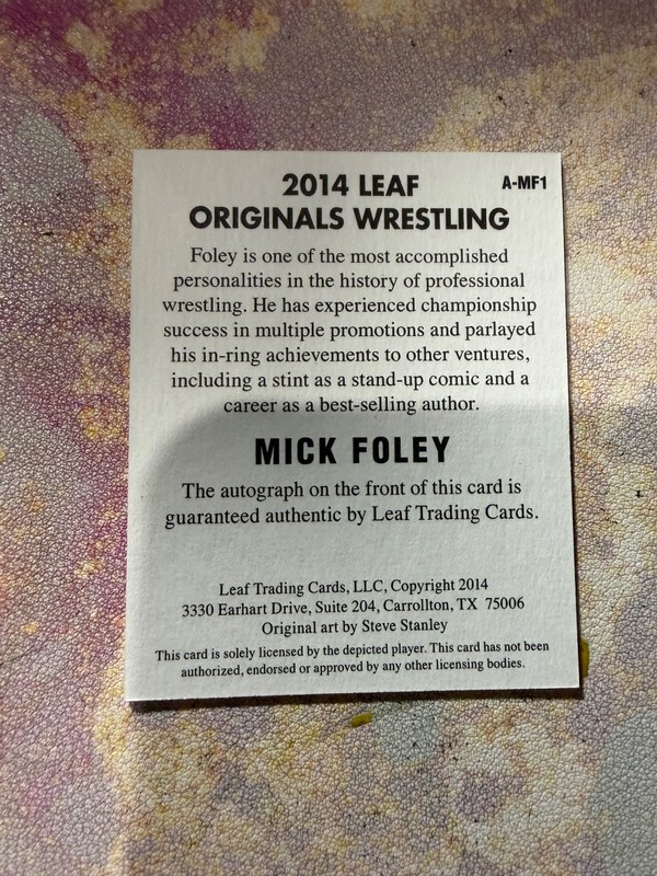 2014 mick foley leaf wrestling on card auto view 2