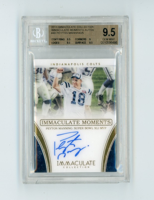 2016 Panini Immaculate Collection Peyton Manning Moments Auto /5 BGS 9.5 (G)