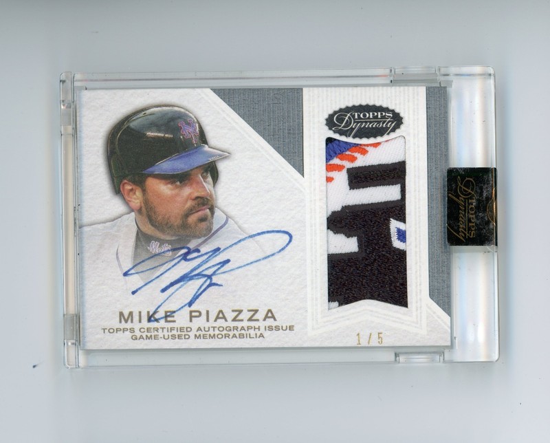 2016 Topps Dynasty Mike Piazza Game-Used Logo Patch Auto /5 Mets HOF (G)