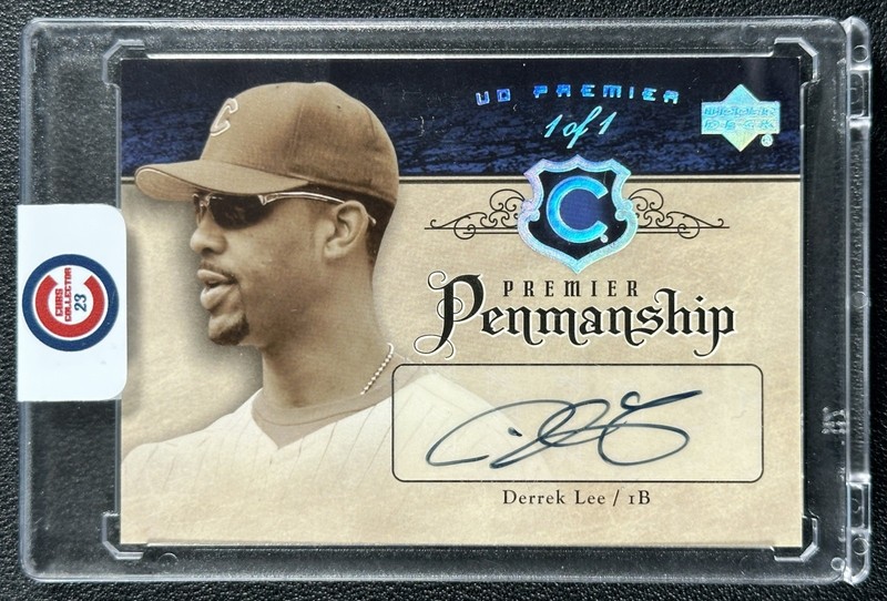 DERREK LEE 2007 UPPER DECK PREMIER #PEN-DL PENMANSHIP MASTERPIECE AUTO 1/1 CUBS