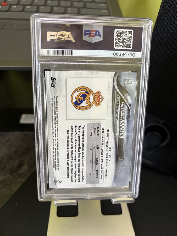 2017-18 Topps Chrome UCL Cristiano Ronaldo #93 PSA 10 view 2