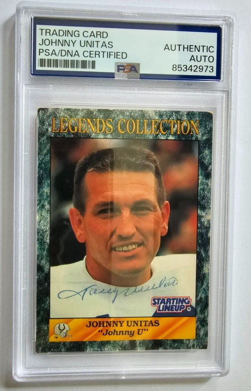 JOHNNY UNITAS Legends Collection Card Signed Rare PSA/DNA Certified and Slabbed