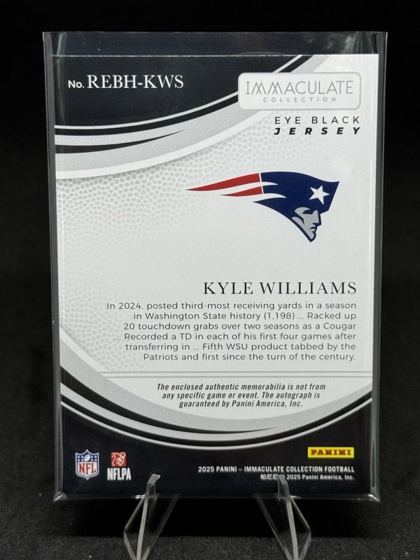 2025 Immaculate Collection Williams RPA Eye Black Patriots view 2