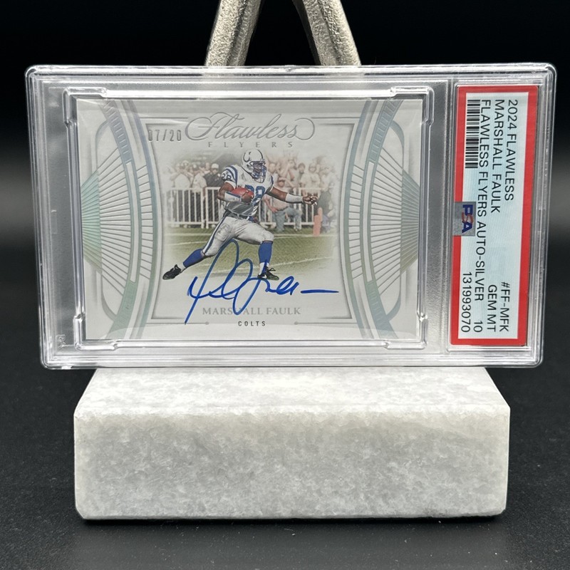 2024 Panini Flawless Marshall Faulk Flawless Flyers Auto Silver /20 PSA 10 Colts
