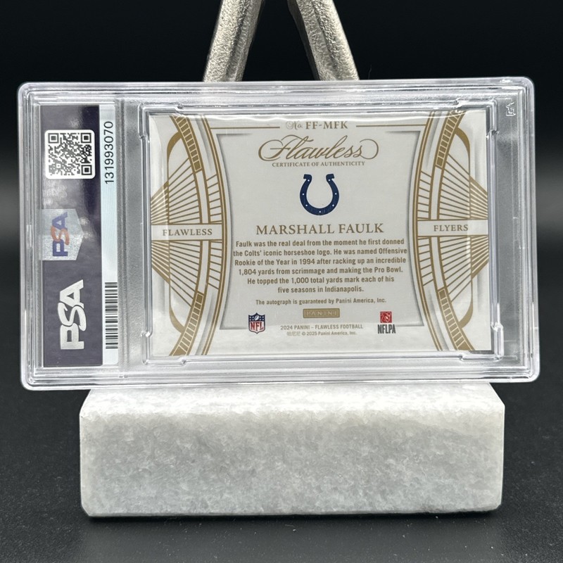 2024 Panini Flawless Marshall Faulk Flawless Flyers Auto Silver /20 PSA 10 Colts view 2