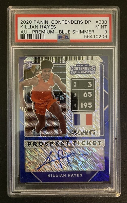 2020 Panini Contenders DP - Killian Hayes #63B Auto Blue Shimmer #/15 PSA 9 MINT