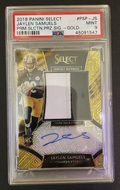 2018 Panini Select Jaylen Samuels #PSPJS PS Prizm Auto Gold RC 10/10 PSA 9 MINT